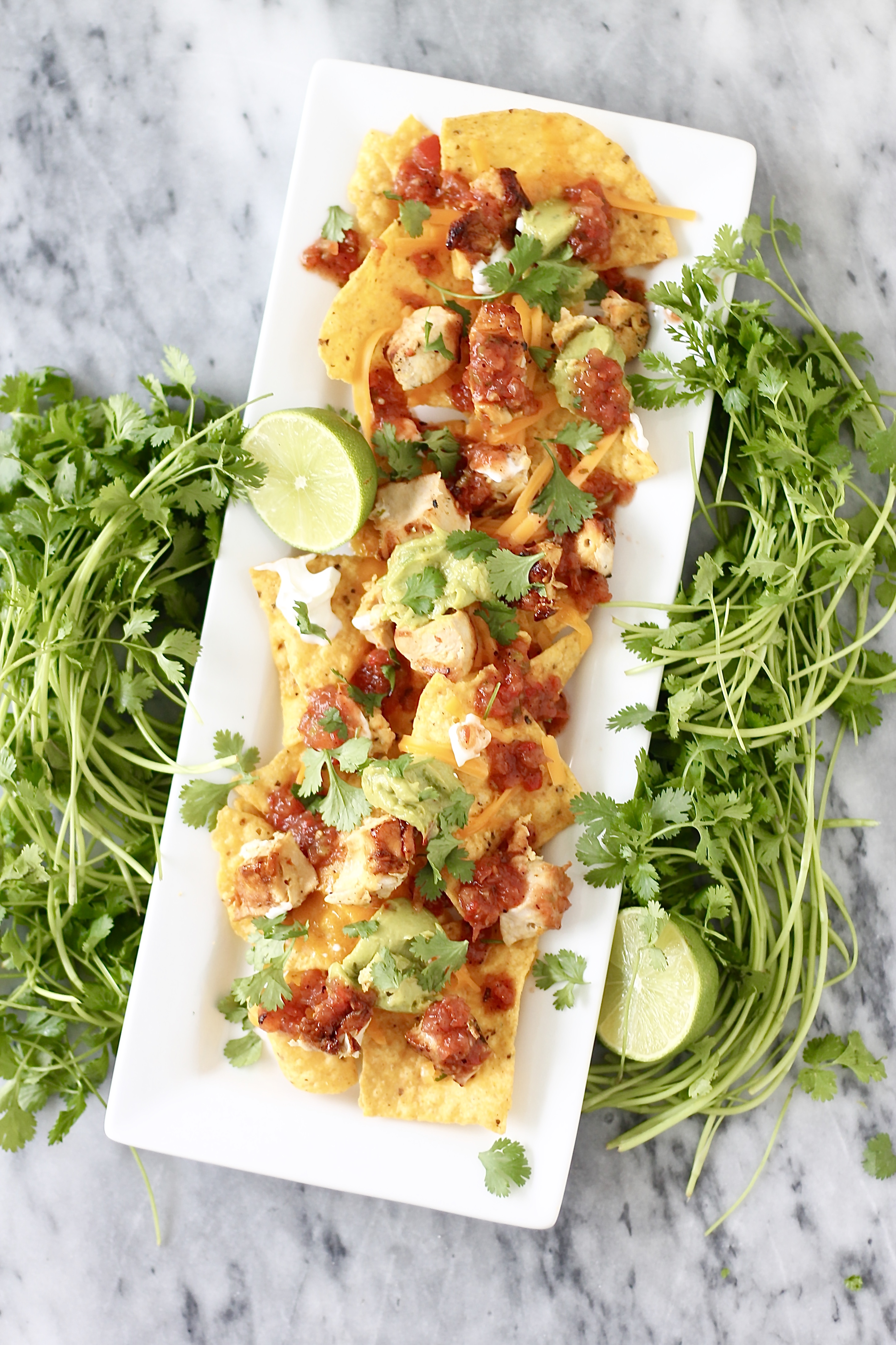 Grilled Chicken Nachos with Cilantro Lime Crema | Perpetually Hungry